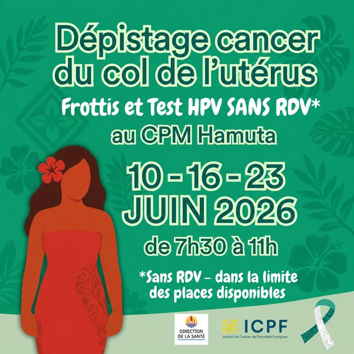 Affiche — 💚 JUIN VERT 2026 Pour faciliter l’accès au dépistage, les structures de la Direction de la santé organisent plusieurs journées sans rendez-vous. 👩⚕️𝐅𝐞𝐦𝐦𝐞𝐬 𝐝𝐞 𝟐𝟓 𝐚̀ 𝟔𝟒 𝐚𝐧𝐬 : c’est le