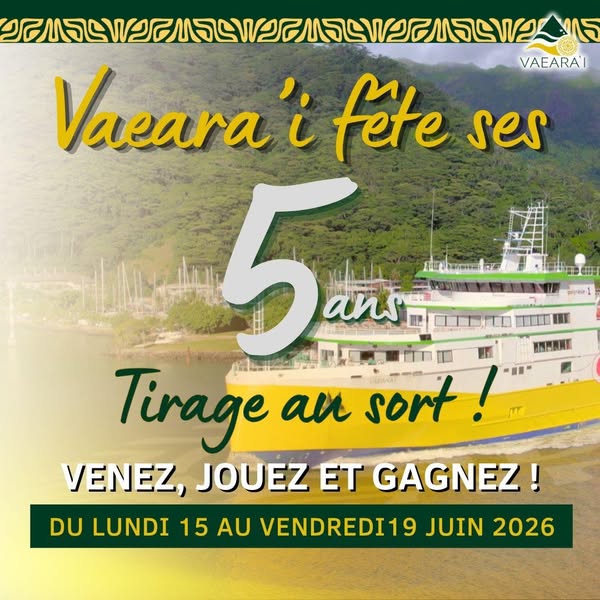 Affiche — 𝐒𝐄𝐌𝐀𝐈𝐍𝐄 𝐃’𝐀𝐍𝐍𝐈𝐕𝐄𝐑𝐒𝐀𝐈𝐑𝐄 | 𝑳𝒂𝒏𝒄𝒆𝒎𝒆𝒏𝒕 𝒅𝒖 𝒈𝒓𝒂𝒏𝒅 𝒕𝒊𝒓𝒂𝒈𝒆 𝒂𝒖 𝒔𝒐𝒓𝒕 🚢💚💛 — À l’occasion des 5 ans du 𝐕𝐀𝐄𝐀𝐑𝐀’𝐈, nous avons le plaisir de vous faire gagne