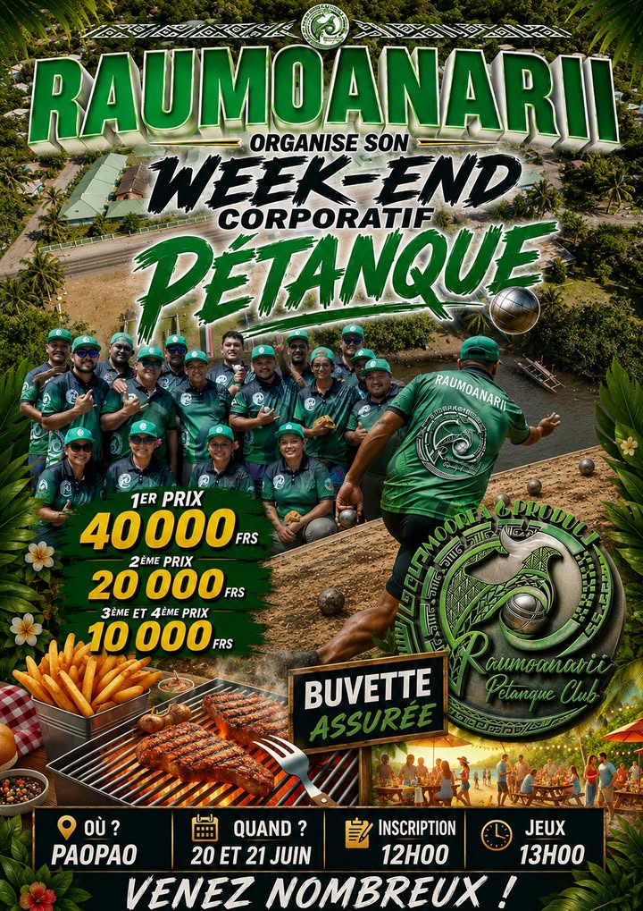 Affiche — Après le tournoi organisé par Haumanatea, place au club Raumoanarii d’organisé son tournoi a Paopao.