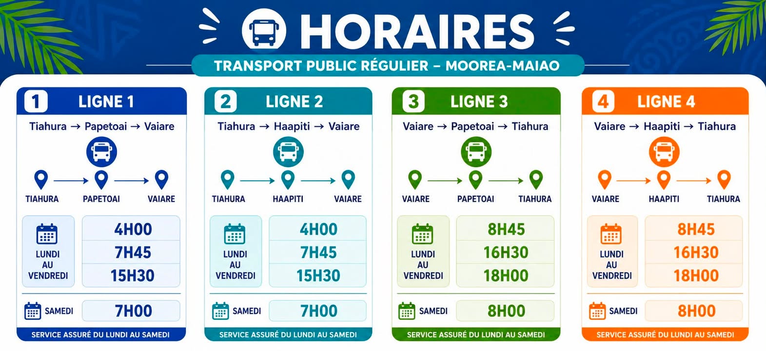 Affiche — 📢 TRANSPORT PUBLIC | Point sur le transport régulier de personnes à Moorea.