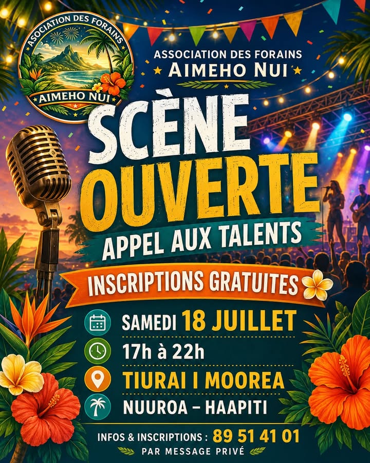 Affiche — 🎤✨ SCÈNE OUVERTE AU TIURAI I MOOREA !