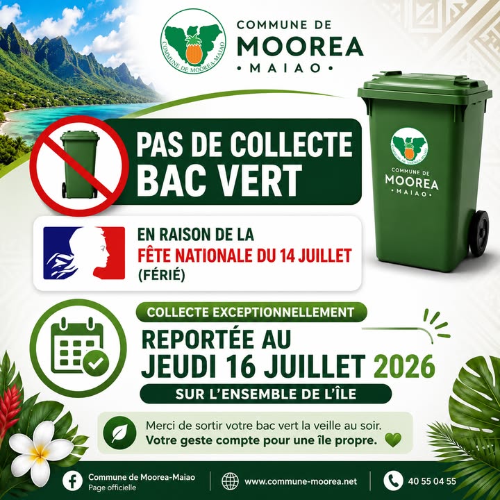 Affiche — 🌺 INFORMATION IMPORTANTE – COLLECTE DES DÉCHETS 🌺