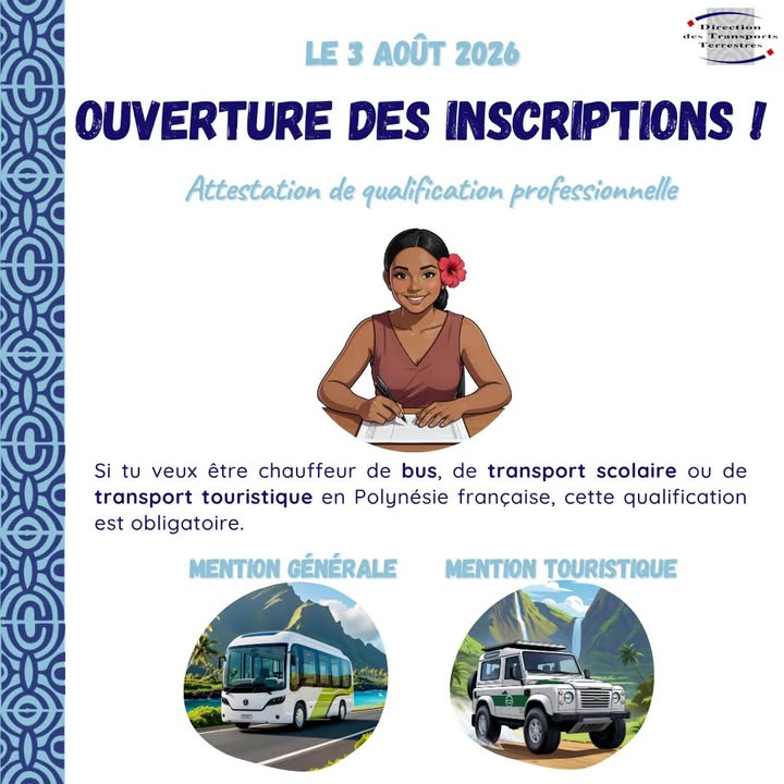 Affiche — 🚌​ INSCRIPTIONS OUVERTES – EXAMEN AQP MENTION GENERALE / MENTION TOURISTIQUE📝​