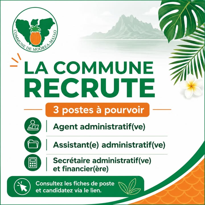 Affiche — 📣LA COMMUNE DE MOOREA-MAIAO RECRUTE