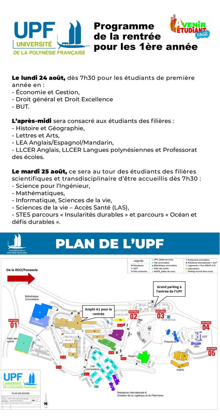 Affiche — 🎓 C’EST LA RENTRÉE À L’ Université de la Polynésie française ⵑ 🌺✨