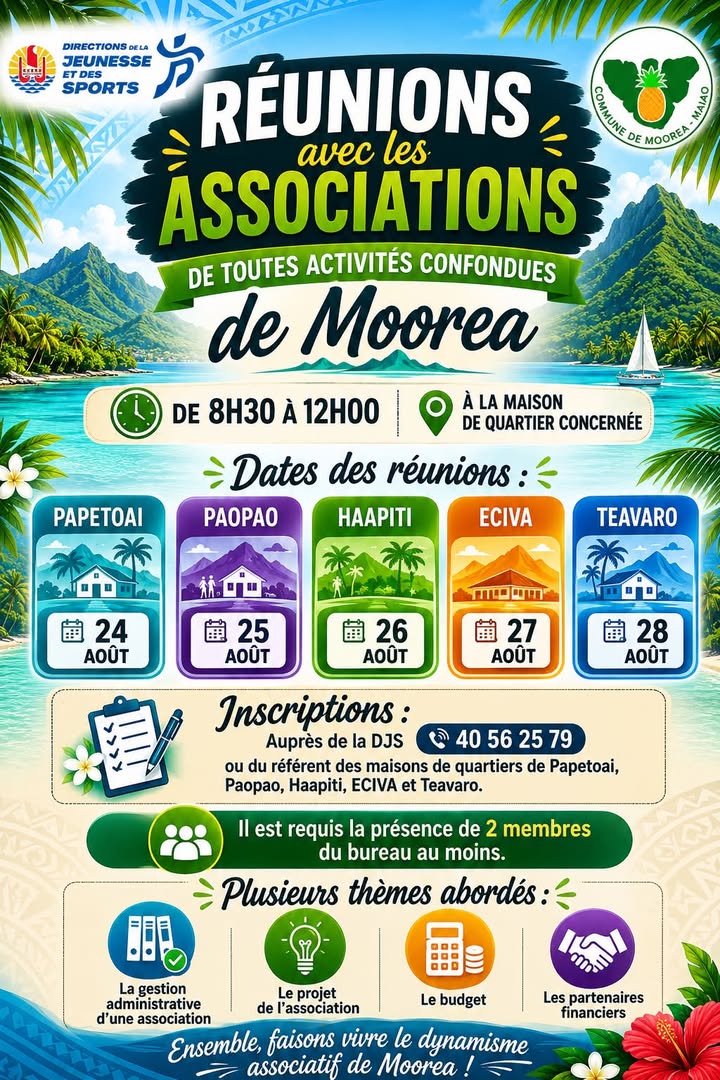 Affiche — 🤝 [VIE ASSOCIATIVE] Une semaine dédiée aux associations de Moorea