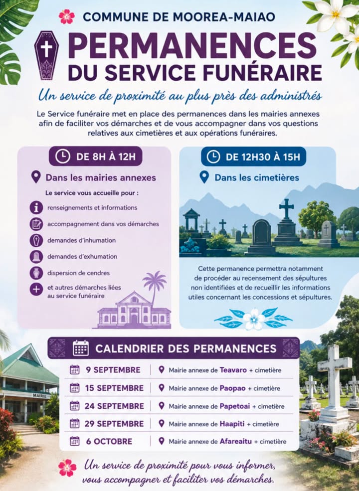 Affiche — ⚰️ PERMANENCES DU SERVICE FUNÉRAIRE| Un service de proximité au plus près des administrés