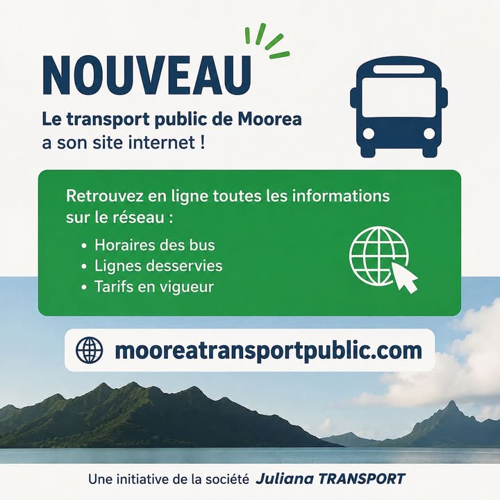 Affiche — 🚌 TRANSPORT PUBLIC À MOOREA | UN NOUVEAU SITE POUR MIEUX VOUS INFORMER