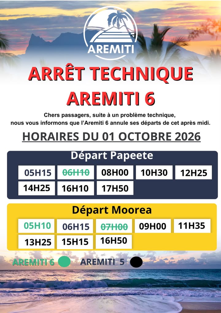 Affiche — 🚨 INFO FLASH – ARRÊT TECHNIQUE DE L’AREMITI 6