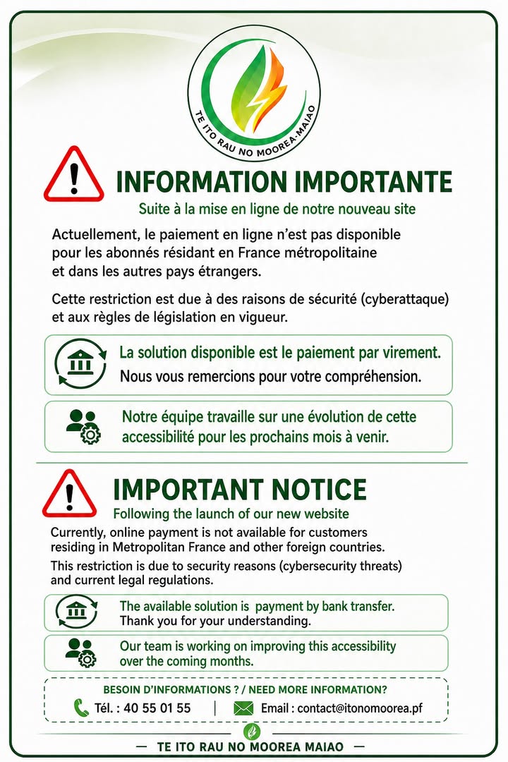 Affiche — 📢 INFORMATION IMPORTANTE – PAIEMENT EN LIGNE