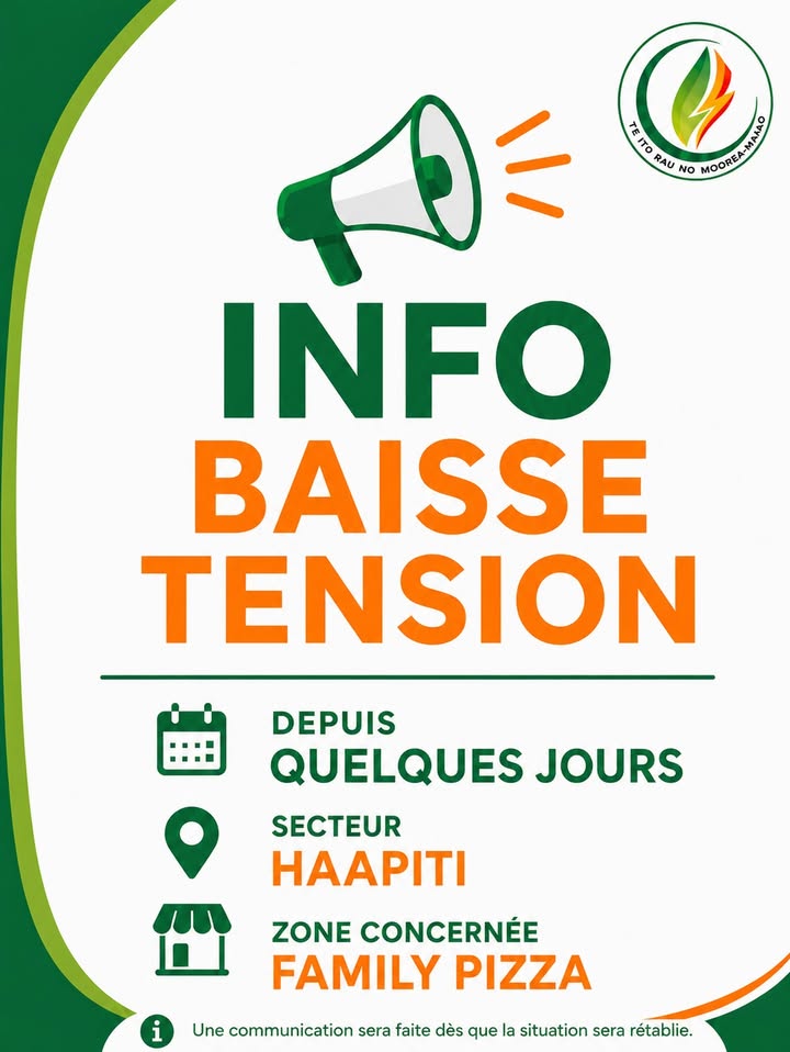 Affiche — 📢 INFORMATION – BAISSE DE TENSION