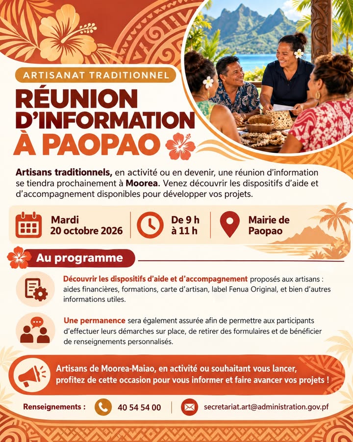 Affiche — ARTISANAT TRADITIONNEL - RÉUNION D’INFORMATION !