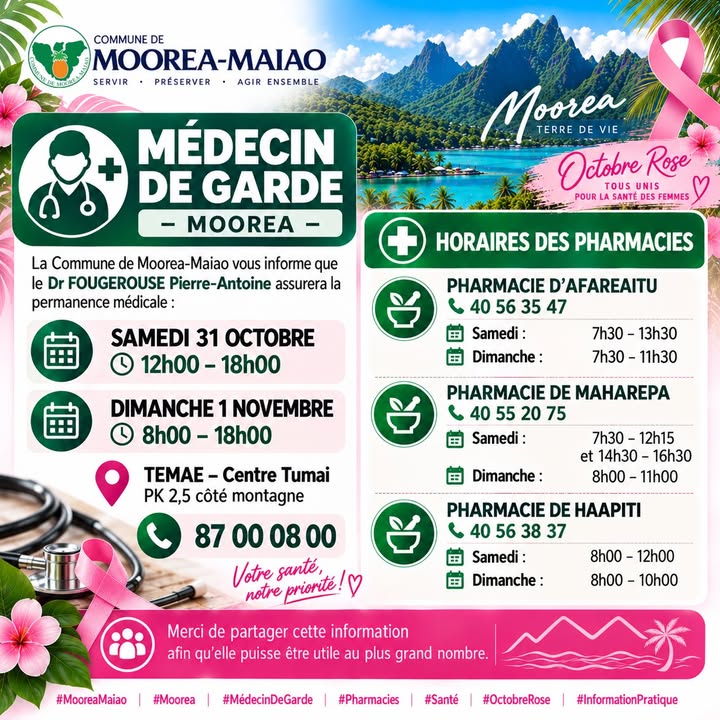INFOS PRATIQUES - Votre Santé Ce Week-end à Moorea !