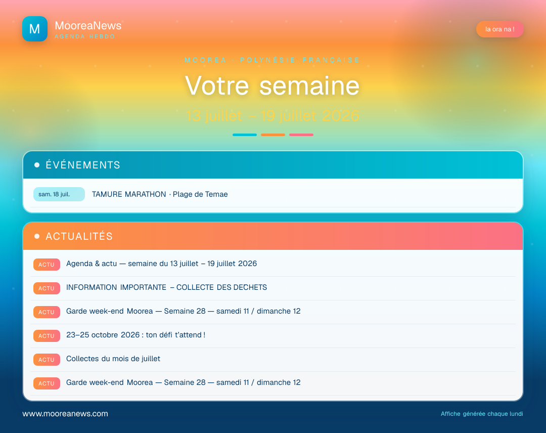 Affiche — Agenda & actu — semaine du 13 juillet – 19 juillet 2026