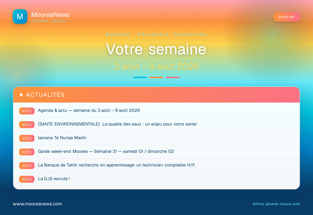 Affiche — Agenda & actu — semaine du 3 août – 9 août 2026