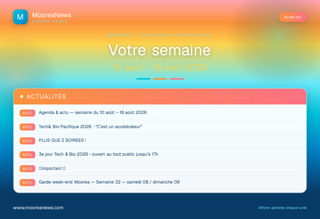 Affiche — Agenda & actu — semaine du 10 août – 16 août 2026
