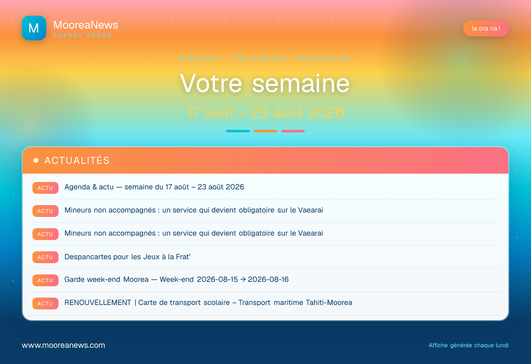 Affiche — Agenda & actu — semaine du 17 août – 23 août 2026