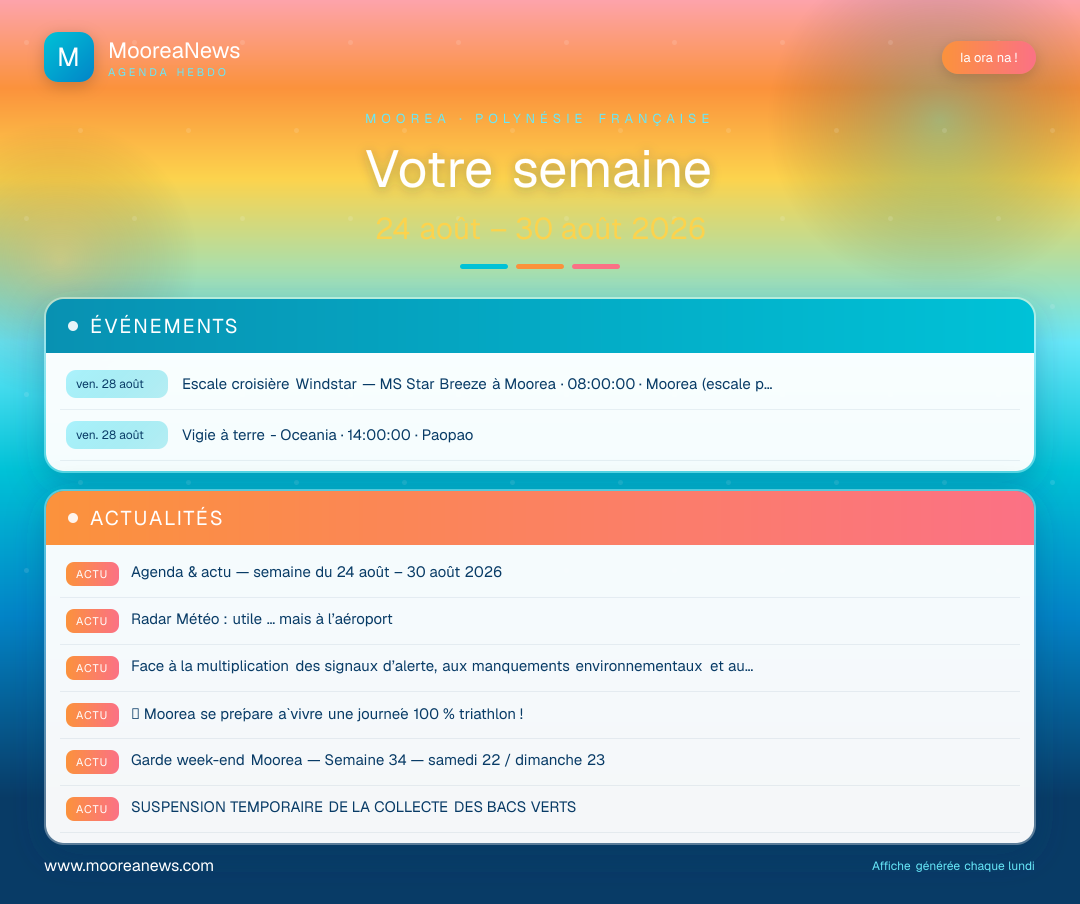 Affiche — Agenda & actu — semaine du 24 août – 30 août 2026