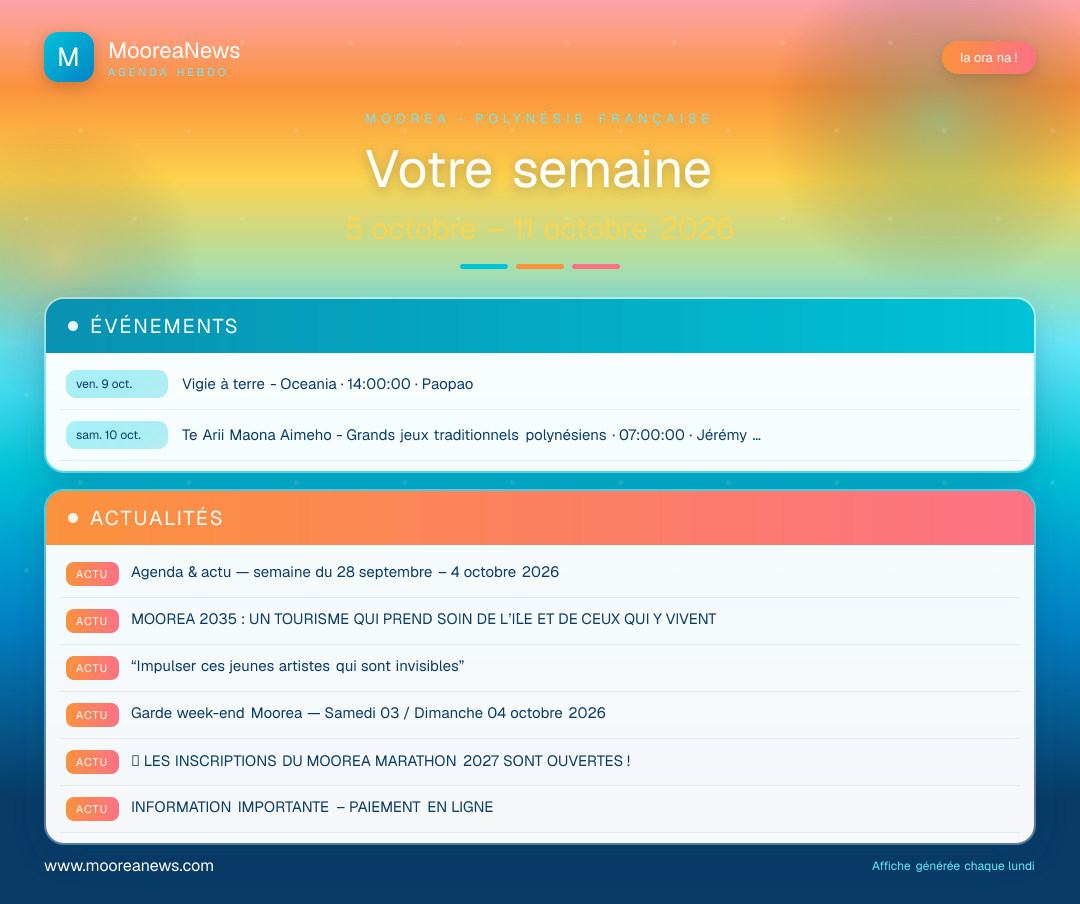 Affiche — Agenda & actu — semaine du 5 octobre – 11 octobre 2026