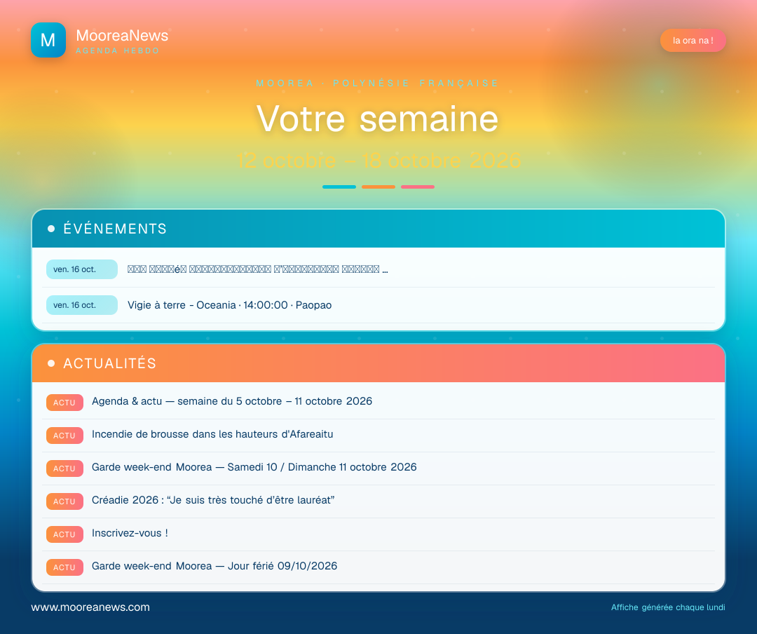 Affiche — Agenda & actu — semaine du 12 octobre – 18 octobre 2026