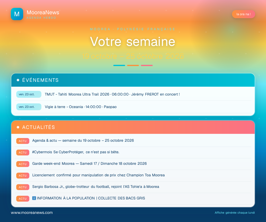 Affiche — Agenda & actu — semaine du 19 octobre – 25 octobre 2026